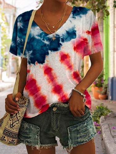 Hand-Dyed, 4th Of July Usa Flag Tie-Dye T-Shirt