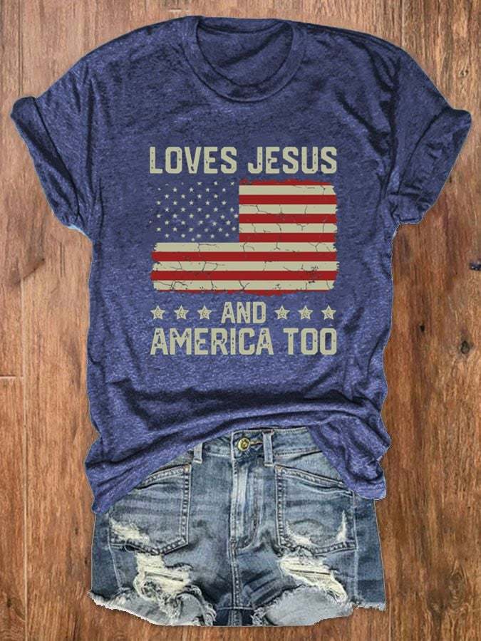Women's Loves Jesus And America Too Classic T-Shirt