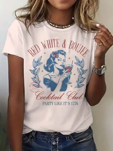 Women's Fashionable 4th of July Independence Day Printed Casual T-Shirt