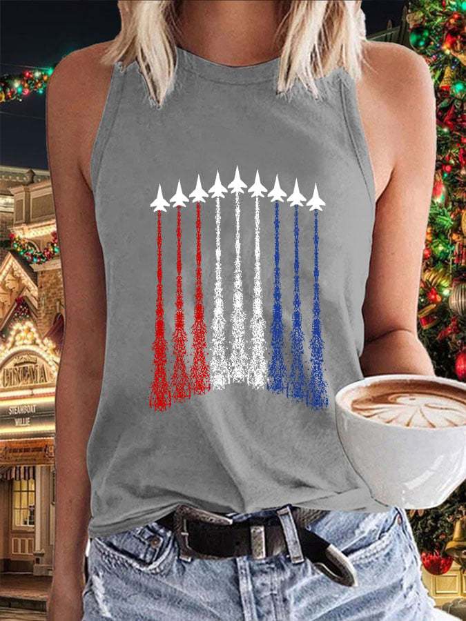 Women's Independence Day Jet Printed Casual Tank Top