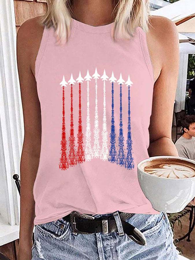Women's Independence Day Jet Printed Casual Tank Top
