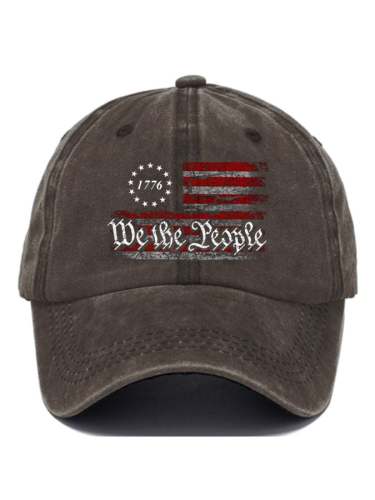 Vinage We The People 1776 Flag Print Baseball Cap