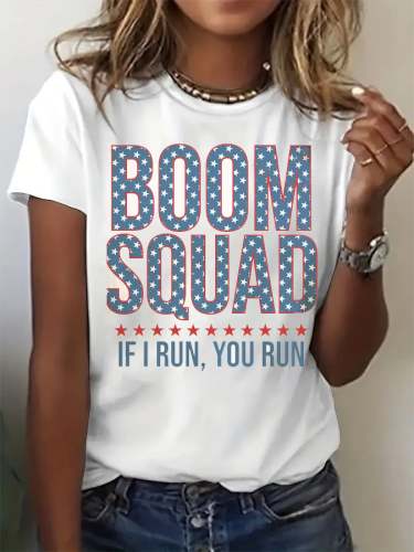 Women's Boom Squad Independence Day Printed Casual T-Shirt
