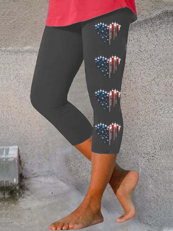 Women's  Flag Independence Day Print Casual Leggings
