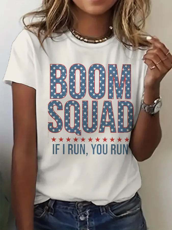 Women's Boom Squad Independence Day Printed Casual T-Shirt