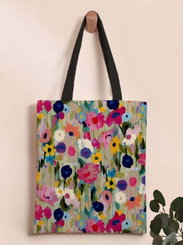 Retro Floral Art Print Canvas Shoulder Crossbody Bag