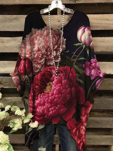 Women's Floral Art Casual Cotton Top