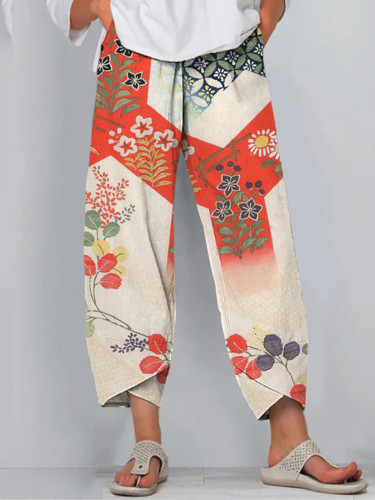 Japanese Art Print Loose Casual Pants