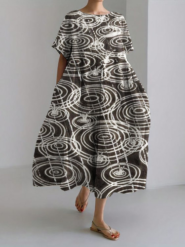 Raining Ripples Lino Pattern Linen Blend Maxi Dress