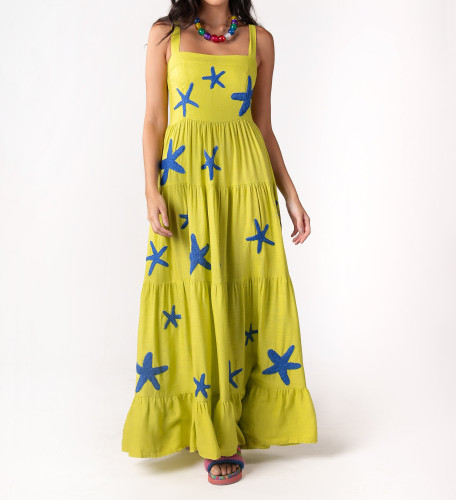 Beach Vacation Starfish Embroidered Sling Dress