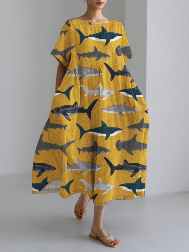Shark Ocean Element Women's Linen Maxi Dress