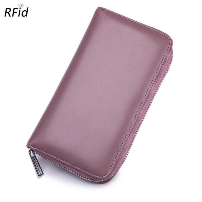RFID Genuine Leather 36 Card Slots Long Wallet