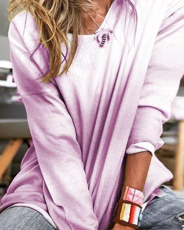Casual Cotton Crew Neck Long Sleeve Shirts & Tops