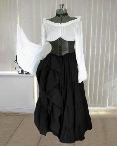 Halloween Ethnic Medieval Off  Shoulder  Vintage Maxi Dress For Women