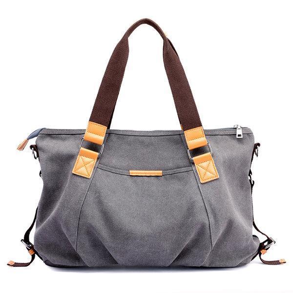 Women Canvas Solid Crossbody Bag Leisure Large Capacity Handbag