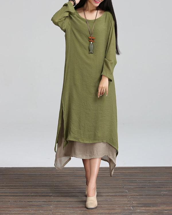 Plus Size Crew Neck Sling Solid Maxi Dress