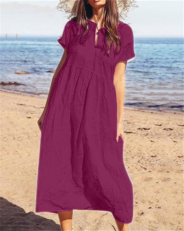Solid Bohemian Beach Holiday Daily Fashion Maxi Dresses