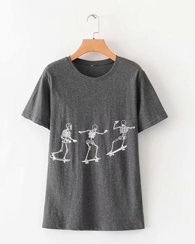 Round Neck Short Sleeve Casual Tee