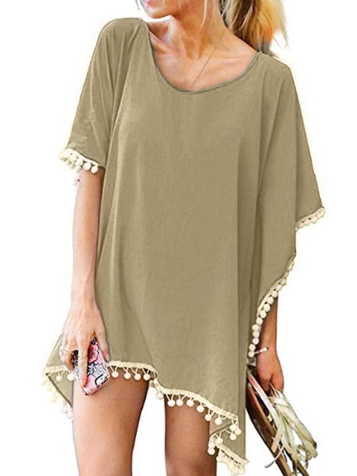 16 Kinds of Pure Color Fringed Beach Swimwear Cover Ups