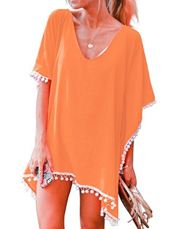 16 Kinds of Pure Color Fringed Beach Swimwear Cover Ups