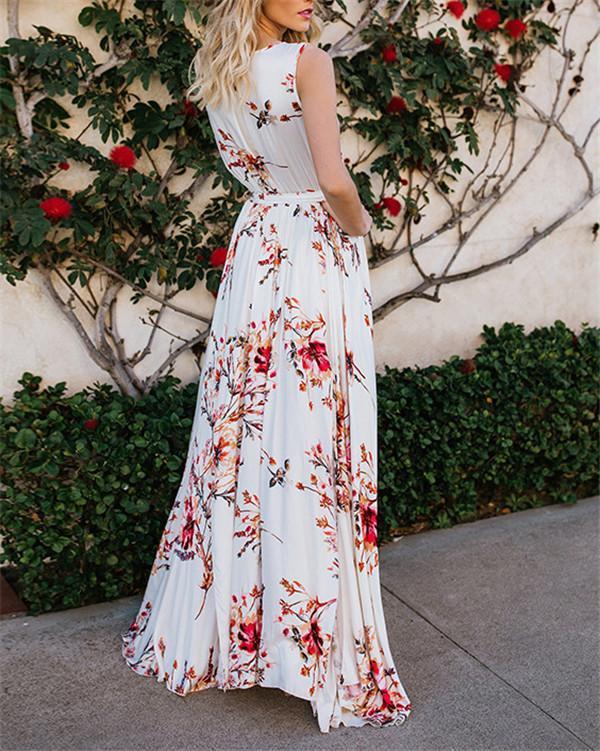 Bohemian Floral Printed Sexy Elegant Women Fashion Maxi Dresses