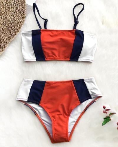 Tricolor Bandeau Bikini Set