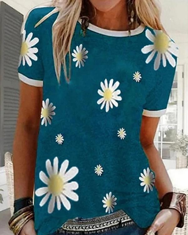 Women's Floral Graphic Prints Daisy T-shirt Daily Tops