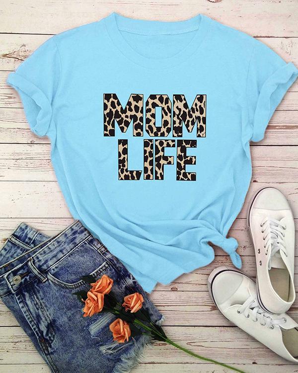 Mom Life Leopard Printed T-Shirt Tee