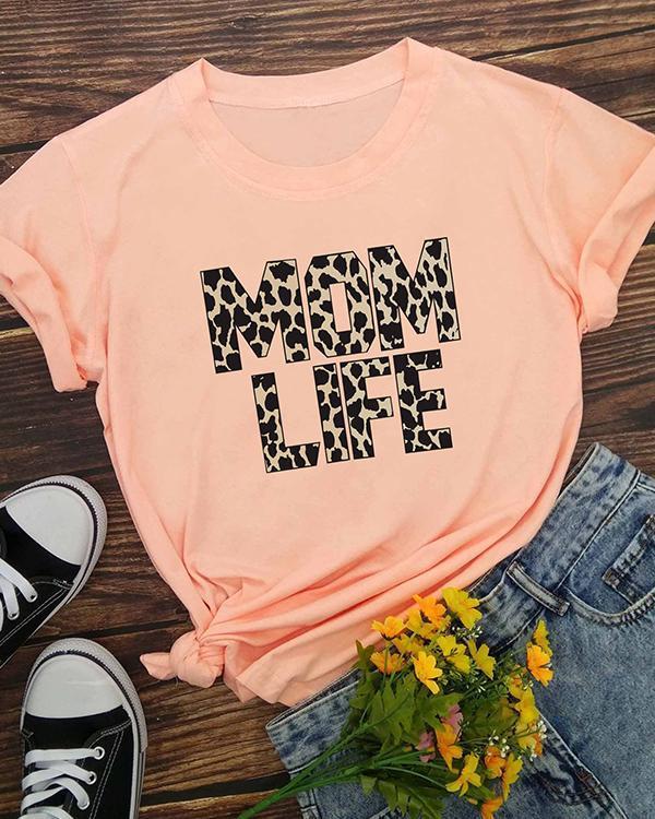 Mom Life Leopard Printed T-Shirt Tee