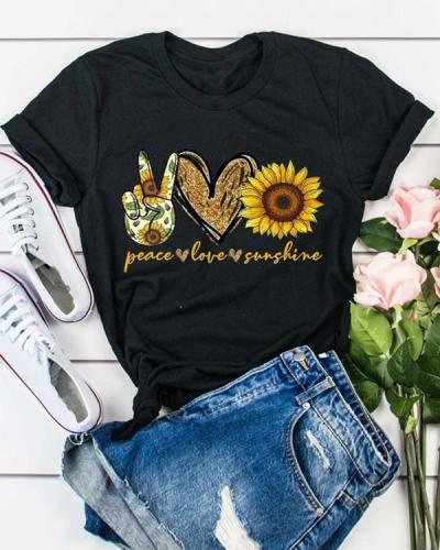 Sunflower Printed O-Neck Shirts
