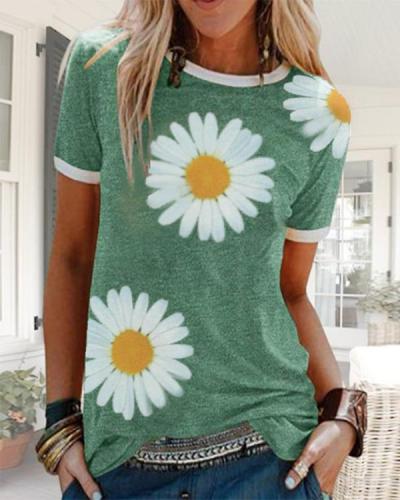 Plus size Short Sleeve Daisy Casual Shirts & Tops