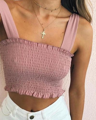 Summer Sexy Solid Color Lace Bow Straps Tube Top Sleeveless Strap Vest