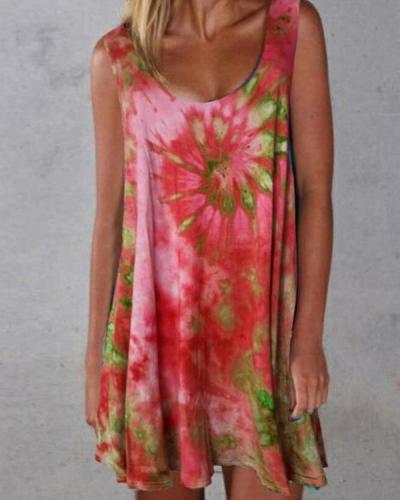 Summer Tie Dye Mini Women Dress