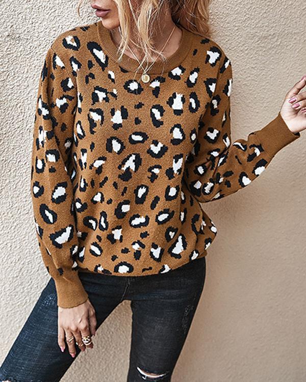 Leopard Casual Open Back Sweater