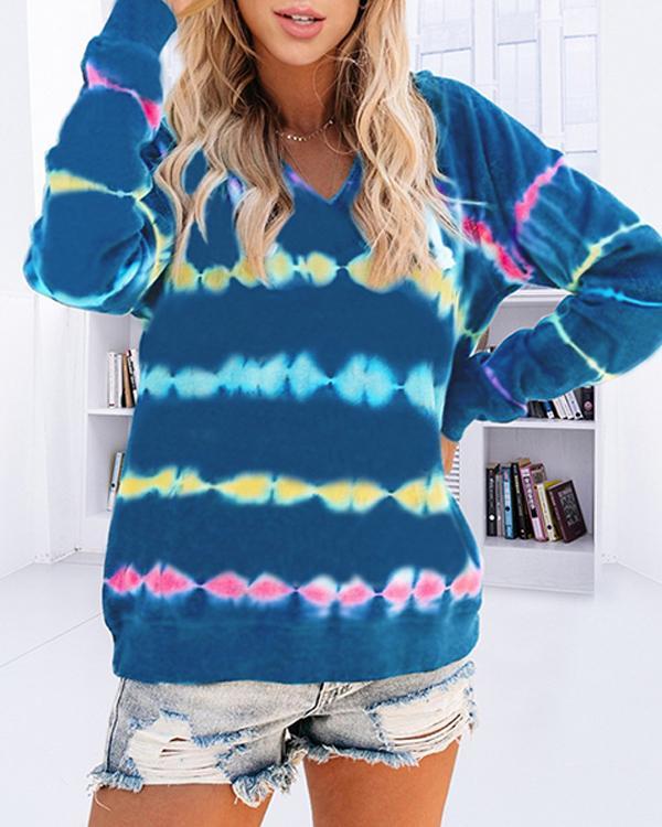 Plus Size Tie-dye Printed Hooded Sweatshirt