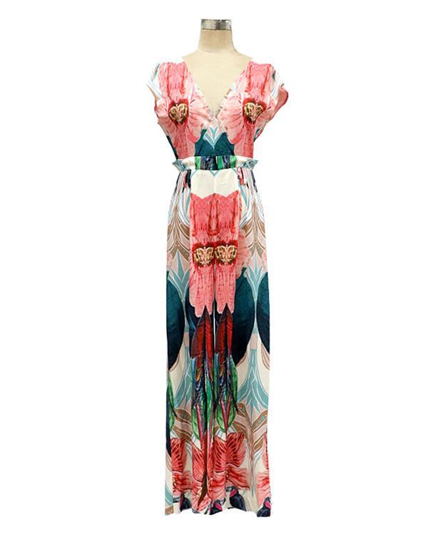 Women's Floral Print Sleeveless Vacation Jumpsuit