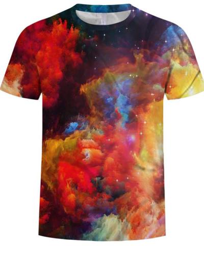 Men's Sports Active Cotton Print Round Neck T-shirt