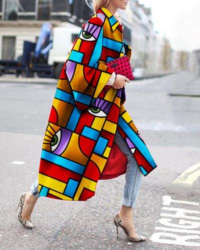 Fashion Colorful Printed Long Sleeve Coat