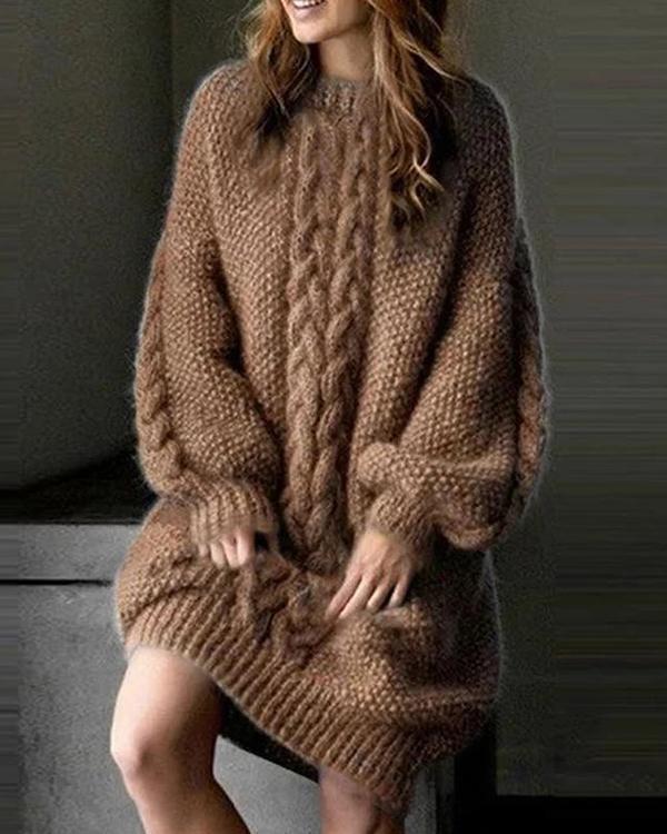 Loose Long Sleeve Sweater Knitted Thickened Dress