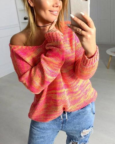 Casual One Shoulder Knitted Sweater