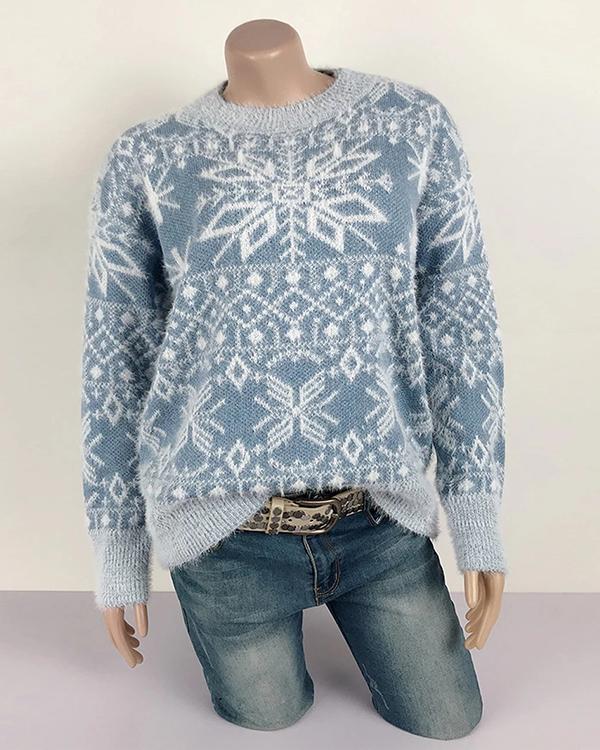 Christmas Style Snowflake Pullover Sweater