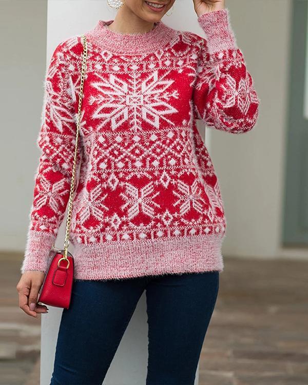 Christmas Style Snowflake Pullover Sweater