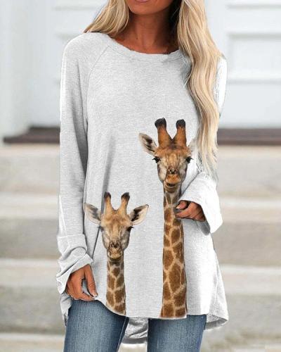 Giraffe Printed Long T-Shirts