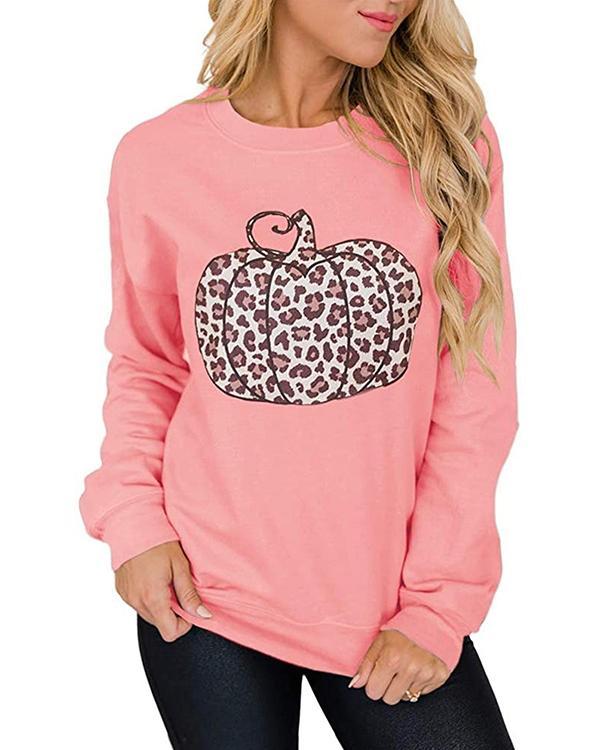 Leopard Print Pumpkin Graphic Sweatshirt