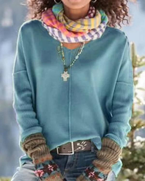 Womens Fall Clothing Green Knitted Simple Sweaters