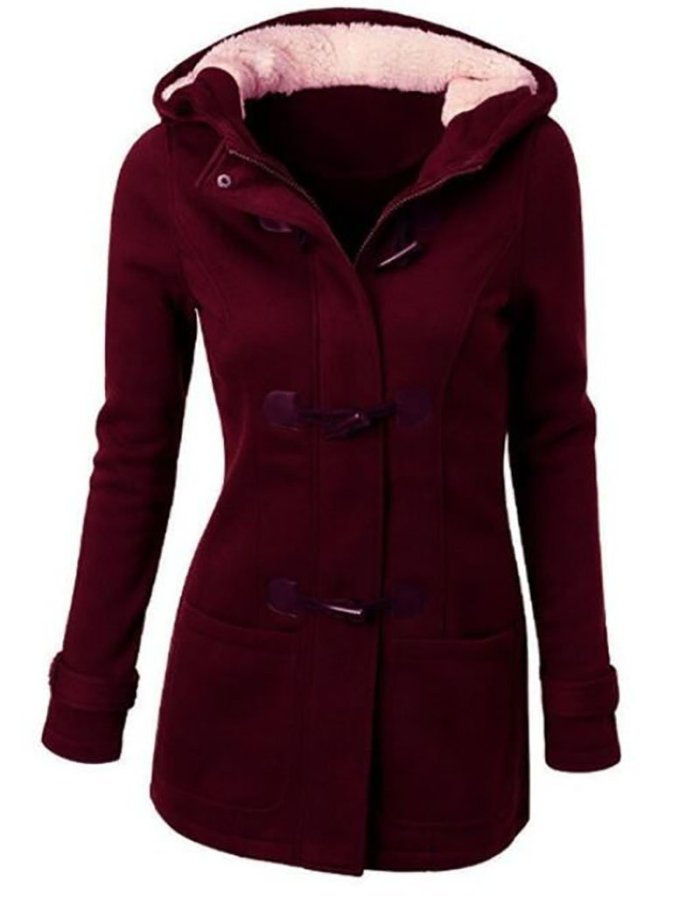 Hoodie Buttoned Long Sleeve Casual Coat