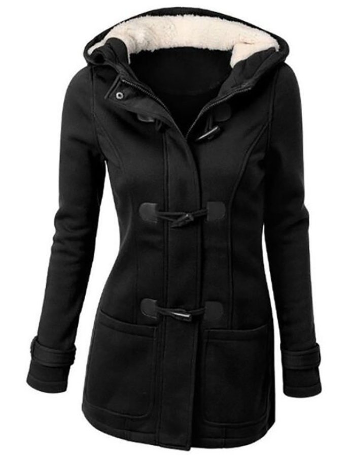 Hoodie Buttoned Long Sleeve Casual Coat