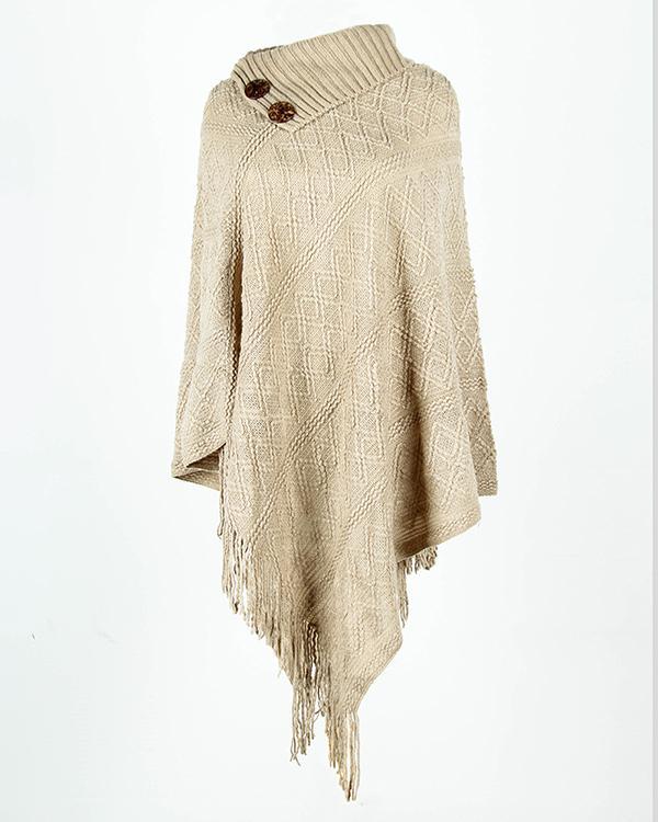 Autumn/Winter Knitted Cloak Sweater Women Loose Warm Tassel Shawl Cloak