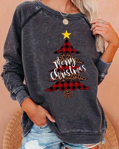 Christmas Tree Print Cozy Sweatshirt