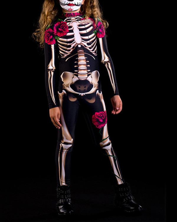Halloween Children Costume Full body Skull Skeleton Jumpsuit